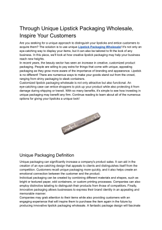 Through Unique Lipstick Packaging Wholesale, Inspire Your Customers