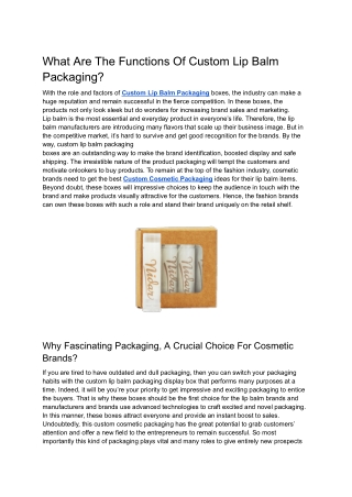 What Are The Functions Of Custom Lip Balm Packaging