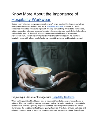 Know More About the Importance of Hospitality Workwear