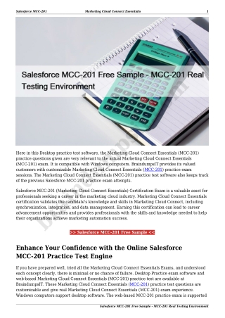 Salesforce MCC-201 Free Sample - MCC-201 Real Testing Environment