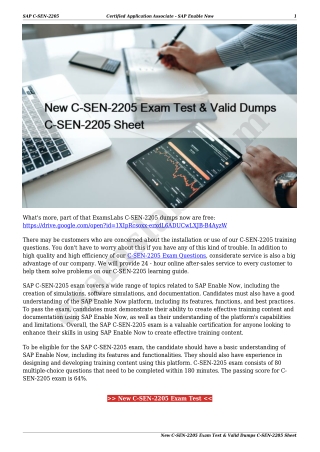 New C-SEN-2205 Exam Test & Valid Dumps C-SEN-2205 Sheet