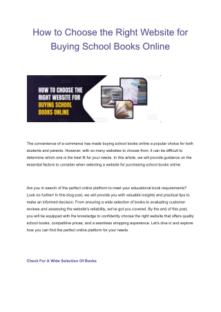 How to Choose the Right Website for Buying School Books Online