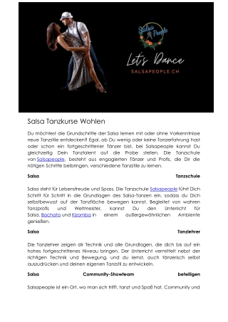 Salsa Tanzkurse Wohlen