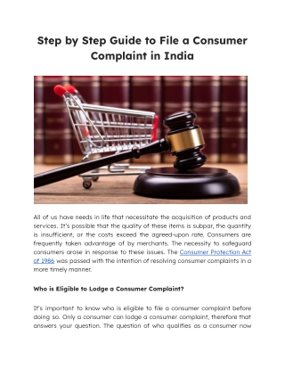 Step by Step Guide to File a Consumer Complaint in India