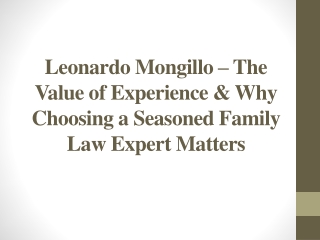 Leonardo Mongillo – Experience & Why Choosing a Seasoned Family Law Expert