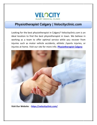 Physiotherapist Calgary | Velocityclinic.com