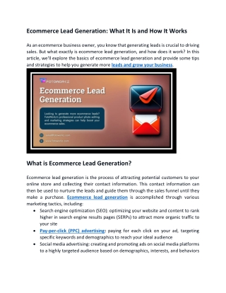 How Does Ecommerce Lead Generation Work?
