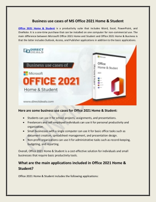 Business use cases of MS Office 2021 Home & Student