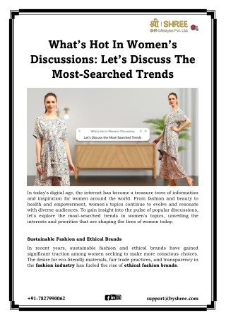 What’s Hot In Women’s Discussions: Let’s Discuss The Most-Searched Trends