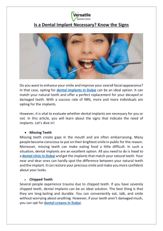 Is a Dental Implant Necessary? Know the Signs