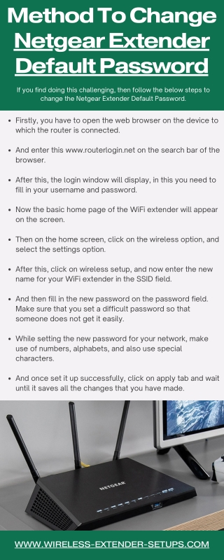 Method To Change Netgear Extender Default Password