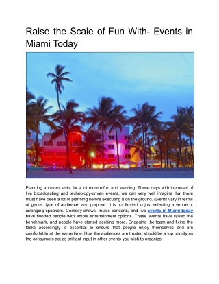 Exciting Events Miami Today: Unleash the Fun and Entertainment!