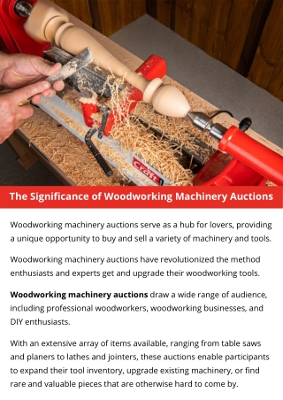 The Significance of Woodworking Machinery Auctions