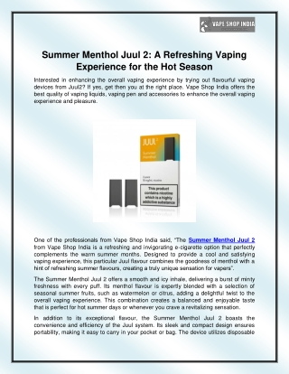 Summer menthol juul 2