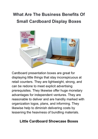 What Are The Business Benefits Of  Small Cardboard Display Boxes