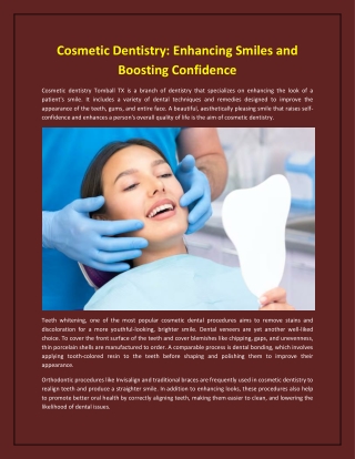 Cosmetic Dentistry: Enhancing Smiles and Boosting Confidence