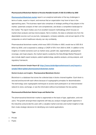 Pharmaceutical Blockchain Market to Perceive Notable Growth of USD 25.6 Billion by 2030