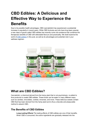 CBD Edibles_ A Delicious and Effective Way to Experience the Benefits