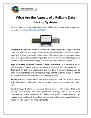 What Are the Aspects of a Reliable Data Backup System?