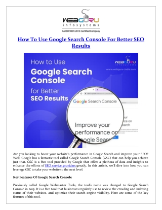 How To Use Google Search Console For Better SEO Results