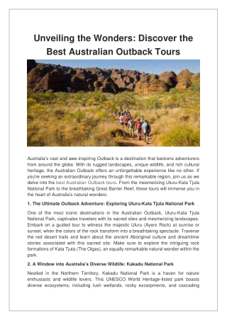 Unveiling the Wonders Discover the Best Australian Outback Tours