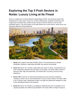 Exploring the Top 5 Posh Sectors in Noida_ Luxury Living at Its Finest