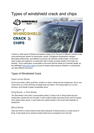 Types of whindshield crack and chips