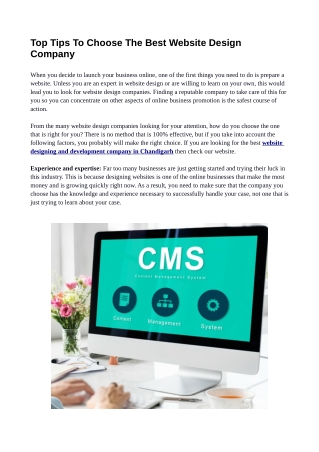 Top Tips To Choose Best Website Design Company