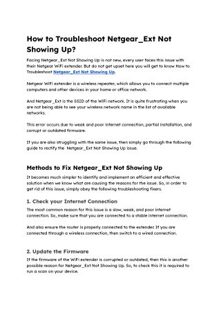 Find Best Method To Solve Netgear_Ext Not Showing Up