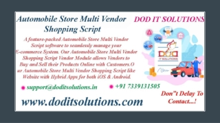 Automobile Store Multi Vendor Script - DOD IT SOLUTIONS