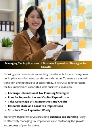 Managing Tax Implications of Business Expansion: Strategies for Growth