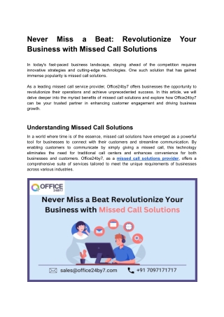 Never Miss a Beat_ Revolutionize Your Business with Missed Call Solutions