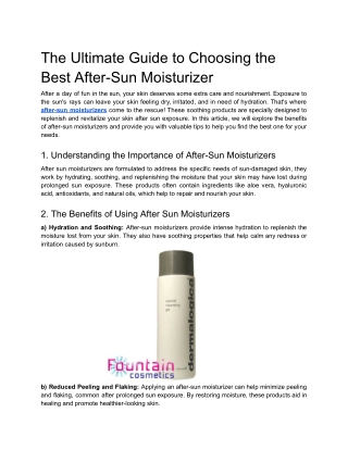 The Ultimate Guide to Choosing the Best After-Sun Moisturizer