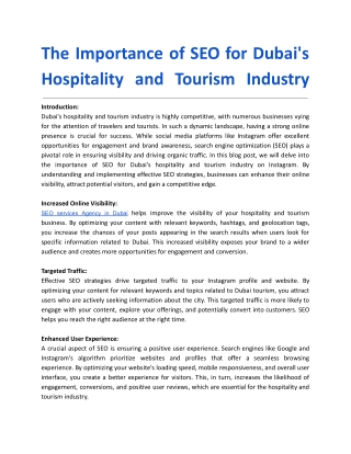 The Importance of SEO for Dubai's Hospitality and Tourism Industry (1)