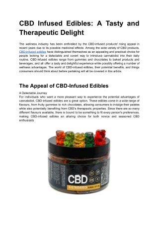 CBD Infused Edibles_ A Tasty and Therapeutic Delight