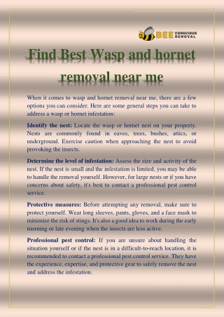 Find Best Wasp and hornet removal near me