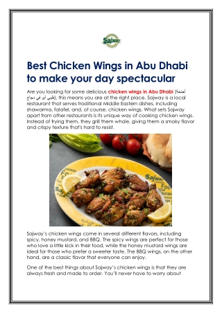 Best Chicken Wings in Abu Dhabi to make your day spectacular