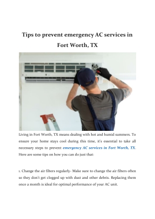 Tips to prevent emergency AC services in Fort Worth, TX