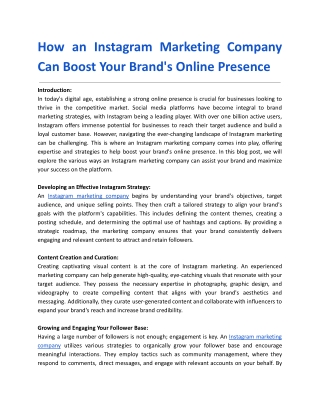 How an Instagram Marketing Company Can Boost Your Brand's Online Presence