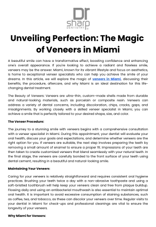 Unveiling Perfection The Magic of Veneers in Miami