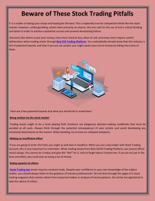 Beware of These Stock Trading Pitfalls