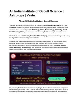 All India Institute of Occult Science _ Astrology _ Vastu