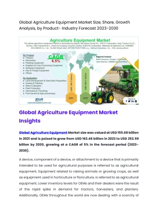 Global Agriculture Equipment Market Size