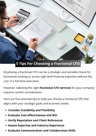 5 Tips For Choosing a Fractional CFO