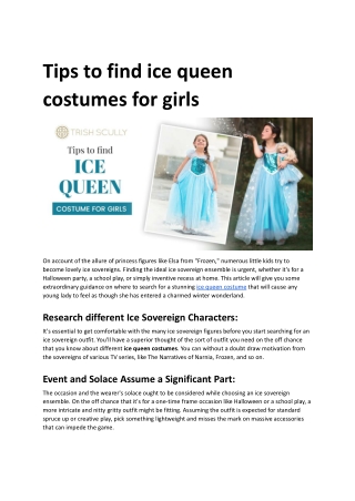 Tips to find ice queen costumes for girls.docx