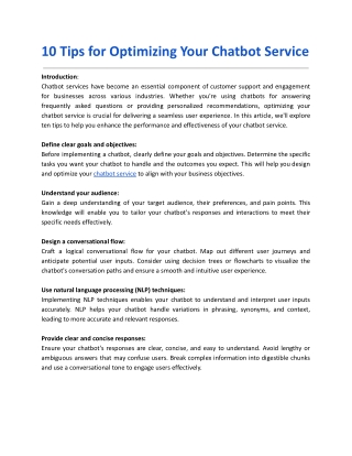 10 Tips for Optimizing Your Chatbot Service