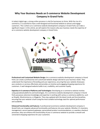 Why Your Business Needs an E-commerce Website Development Company in Grand Fork