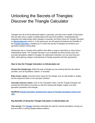 Unlocking the Secrets of Triangles_ Discover the Triangle Calculator