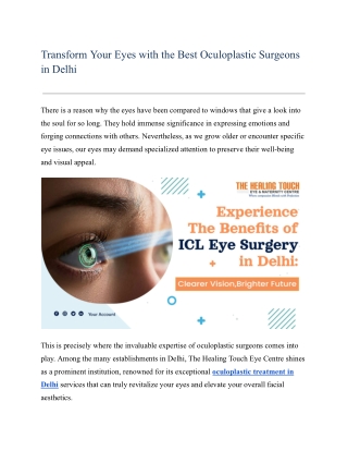 Oculoplastic Surgeons in Delhi