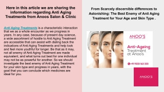 Anti Aging Treatment